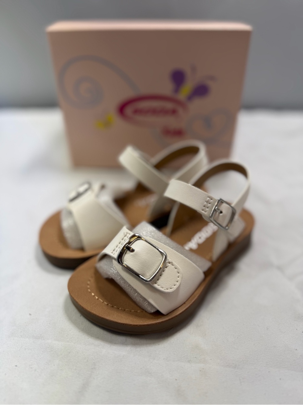 Soda White Girls Buckle Strap Sandals